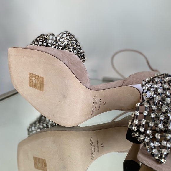 New JIMMY CHOO Mana 100mm Crystal-bow Sandals In Ballet Pink/crystal $2,450 - Picture 16 of 16